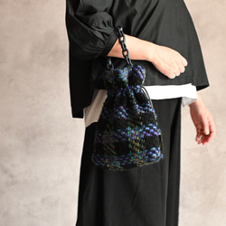 【限定】ビンテージツイードのバッグ/ミッドナイトブルー 5枚目の画像