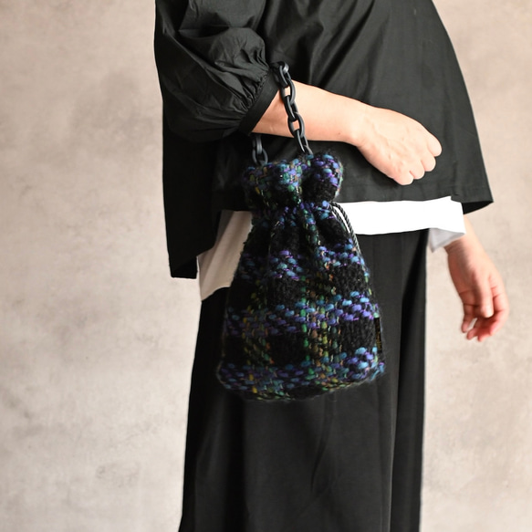 【限定】ビンテージツイードのバッグ/ミッドナイトブルー 5枚目の画像