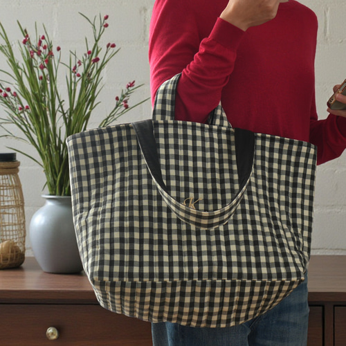 ハンガリー刺繍ギンガムチェックトートバッグ ハンガリー刺繍ギンガムチェックトートバッグ ハンガリー刺繍ギンガム