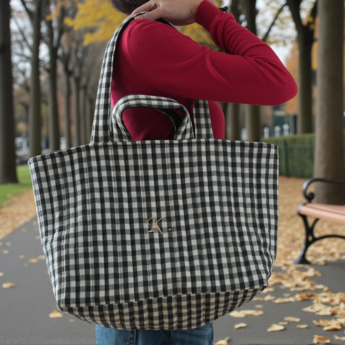 即購入可 ❣️ギンガムチェック トートバッグ FReePLACe/A4サイズ ギンガムチェックトートバッグ X12115（トート