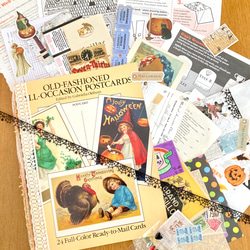 SALE＊。︎Halloween♪コラージュセット.＊⭐︎/外国のチケット、ワインラベル、切手、カード等、80点以上 1枚目の画像