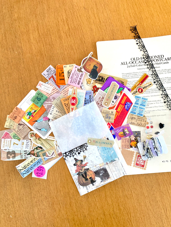 SALE＊。︎Halloween♪コラージュセット.＊⭐︎/外国のチケット、ワインラベル、切手、カード等、80点以上 4枚目の画像
