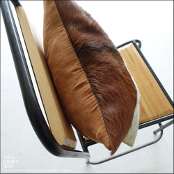 毛皮クッションカバー PUTI-28 天然皮革 北欧 本皮 レザー 正方形 手作り レトロ調 エスニック 45cm 2枚目の画像