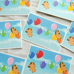 ポストカード イラスト 年賀状 年賀はがき ポストカード イラスト かわいい 2026年 馬 干支 午