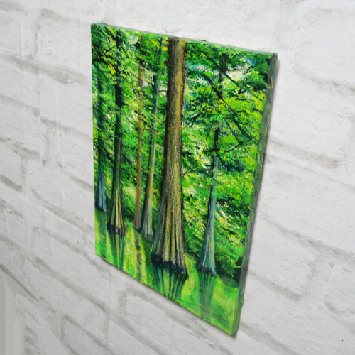 油絵 油彩 油彩画 絵 絵画 絵【水面に映るラクウショウの森﻿】 森」 by 紫 香｜Artmeter｜暮らしを彩るアートが、きっと見つかる 油絵