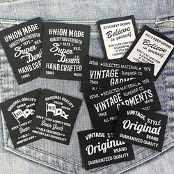 ロゴタグ10枚セット（黒系）　布タグ 1枚目の画像