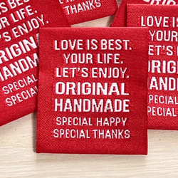 ORIGINAL HANDMADE　刺繍タグ　赤　10枚 1枚目の画像