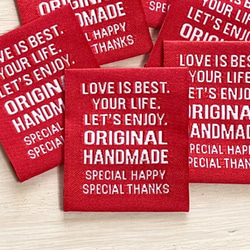 ORIGINAL HANDMADE　刺繍タグ　赤　10枚 2枚目の画像