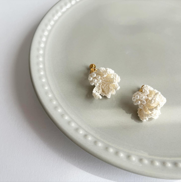 レース編みイヤリング・ピアス　/ mam 1枚目の画像