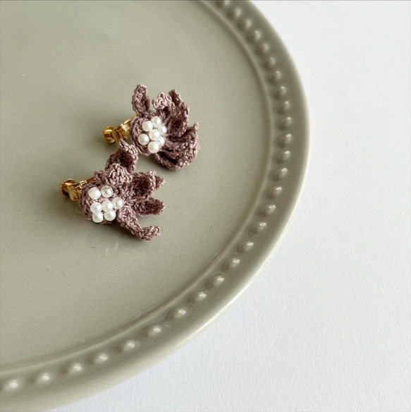 レース編みイヤリング・ピアス　/ mam 2枚目の画像