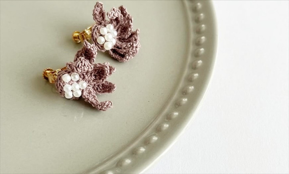 レース編みイヤリング・ピアス　/ mam 3枚目の画像