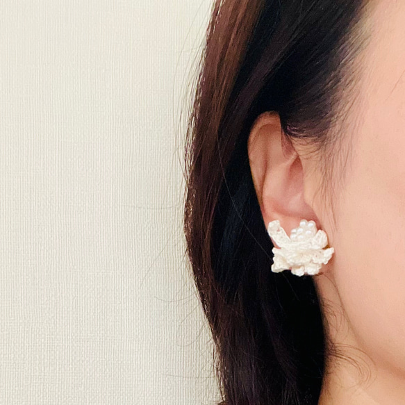 レース編みイヤリング・ピアス　/ mam 4枚目の画像