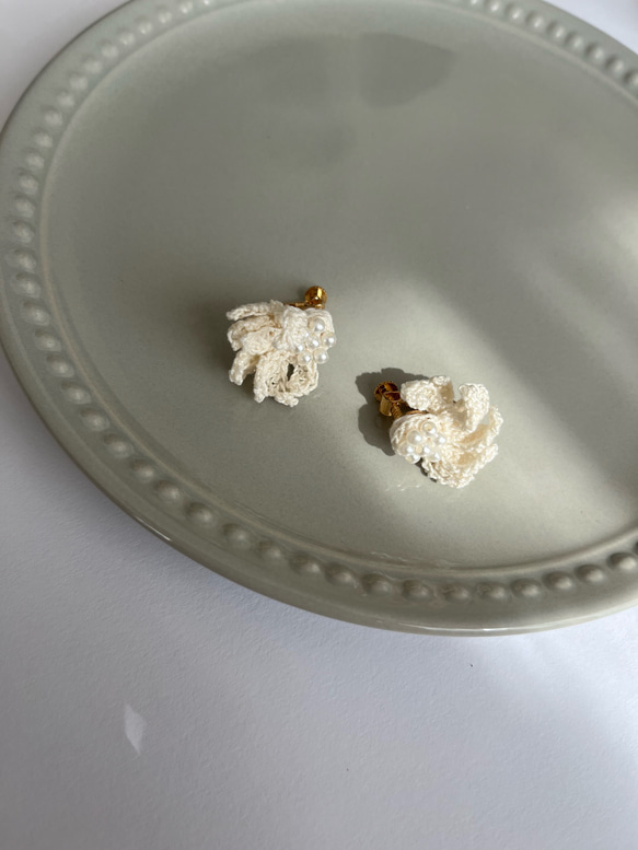 レース編みイヤリング・ピアス　/ mam 5枚目の画像