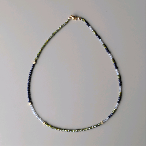 限定ピアス付◆フランスから秋のお届け◆天然石 カーキ ラブラドライト マグネットネックレスサージカルステンレス14kgf 9枚目の画像