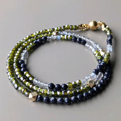 透明の中に浮かぶ遊色が美しいウォーターオパールk10YGネックレス