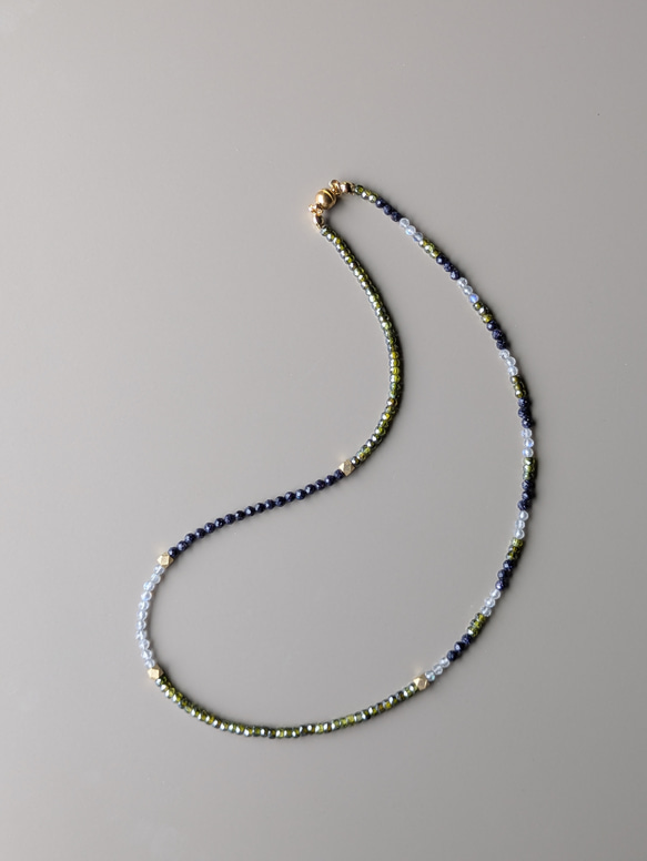 限定ピアス付◆フランスから秋のお届け◆天然石 カーキ ラブラドライト マグネットネックレスサージカルステンレス14kgf 14枚目の画像