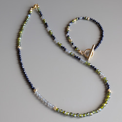 限定ピアス付◆フランスから秋のお届け◆天然石 カーキ ラブラドライト マグネットネックレスサージカルステンレス14kgf 10枚目の画像