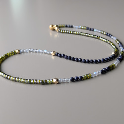 限定ピアス付◆フランスから秋のお届け◆天然石 カーキ ラブラドライト マグネットネックレスサージカルステンレス14kgf 5枚目の画像