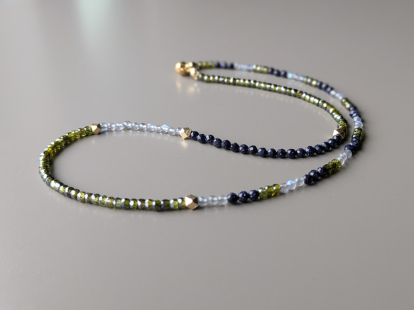 限定ピアス付◆フランスから秋のお届け◆天然石 カーキ ラブラドライト マグネットネックレスサージカルステンレス14kgf 5枚目の画像