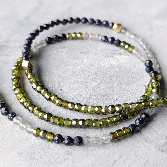 限定ピアス付◆フランスから秋のお届け◆天然石 カーキ ラブラドライト マグネットネックレスサージカルステンレス14kgf 19枚目の画像