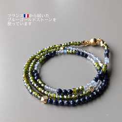 限定ピアス付◆フランスから秋のお届け◆天然石 カーキ ラブラドライト マグネットネックレスサージカルステンレス14kgf 3枚目の画像