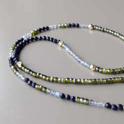 限定ピアス付◆フランスから秋のお届け◆天然石 カーキ ラブラドライト マグネットネックレスサージカルステンレス14kgf 2枚目の画像