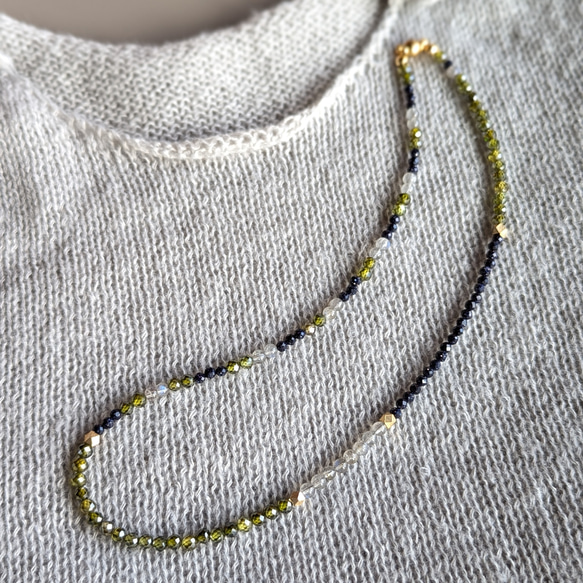 限定ピアス付◆フランスから秋のお届け◆天然石 カーキ ラブラドライト マグネットネックレスサージカルステンレス14kgf 8枚目の画像