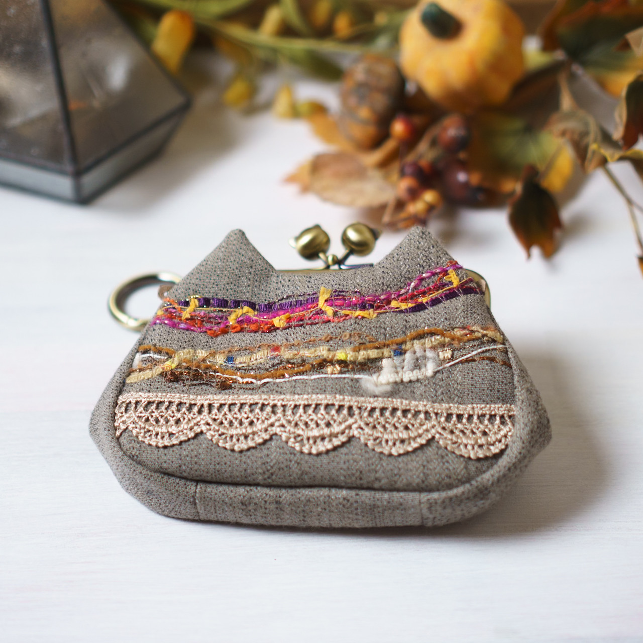 紅葉・アズネコ・ポーチ・薄型・猫