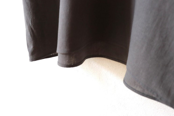 秋限定♥ボーダーニット袖×ハーフリネンのプルオーバー（グレー） 5枚目の画像