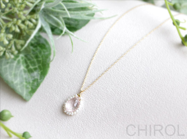 ＊・＊ ローズクォーツ+ 淡水ケシパール ネックレス ＊・＊ / 14kgf