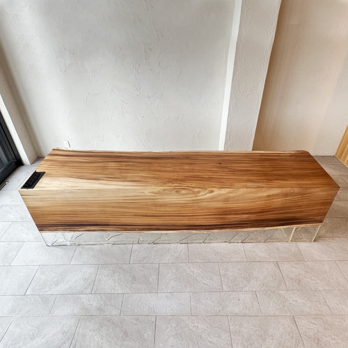 一点もの】モンキーポッド レジンテーブル カウンターデスク 一枚板