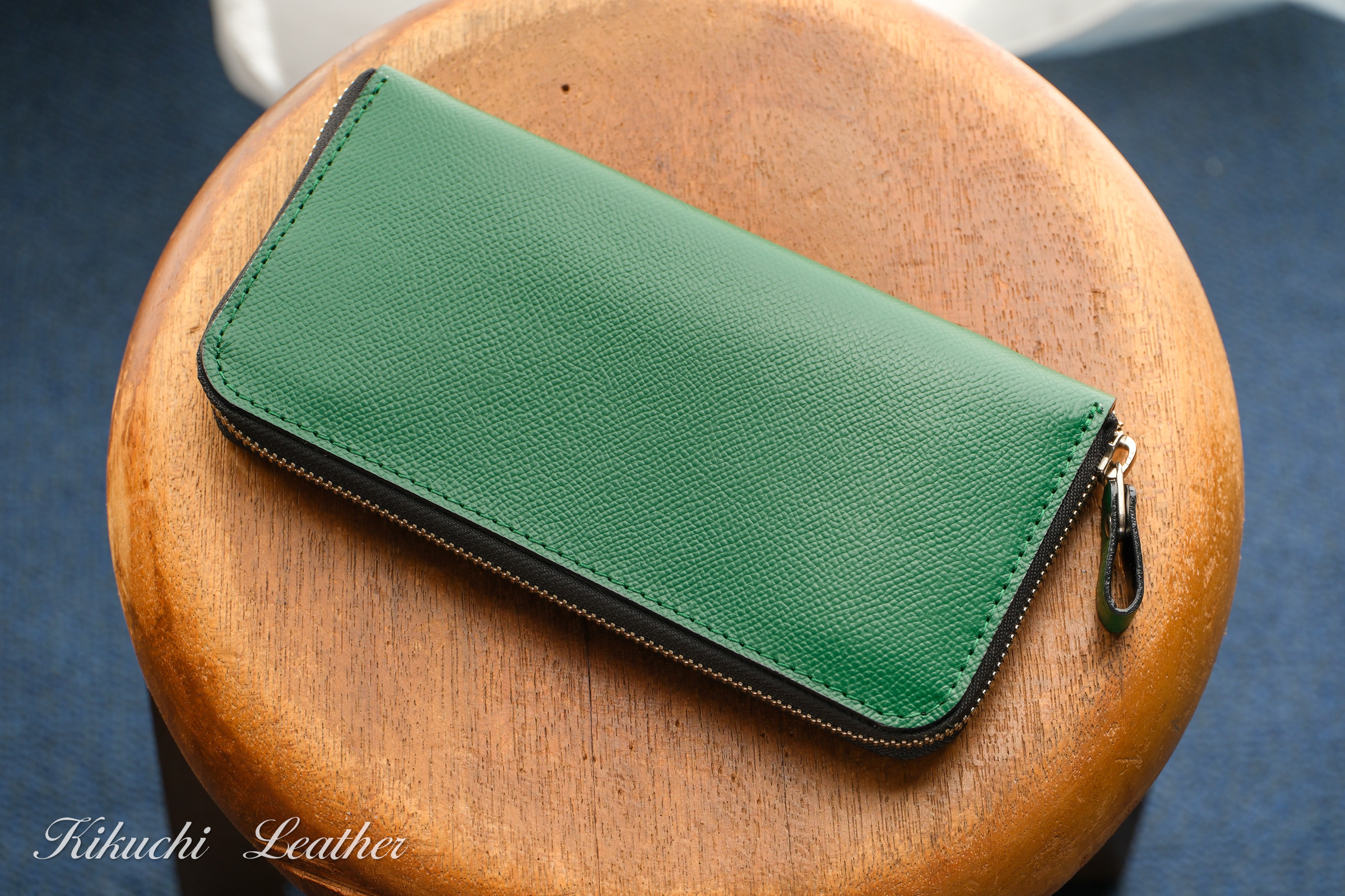 一点もの《Raffine》◇ラウンドファスナー長財布◇グリーン◇LE144