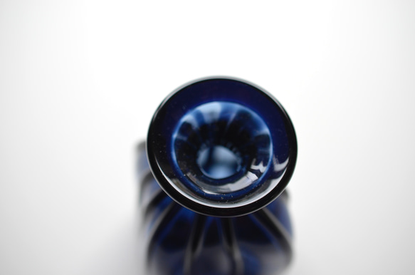 藍色縞の角花入 5枚目の画像