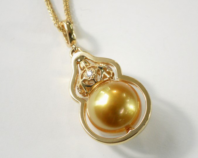 【ルミナ】10-11mm天然南洋真珠ひょうたんペンダント、18Kゴールドダイヤモンドネックレス、幸運と繁栄シリーズ、エレガントで 25,702円