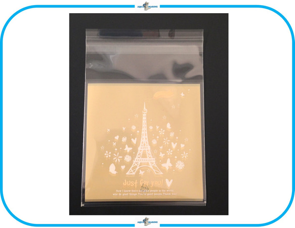 IM296 ラッピング OPP袋 テープ付 20枚 エッフェル塔 デザイン 小分け 包装 プレゼント ギフト クリア 1枚目の画像