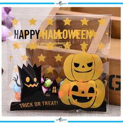 IM300 ラッピング OPP袋 テープ付 20枚 ハロウィン デザイン カボチャ プレゼント ギフト 小分け クリア 2枚目の画像