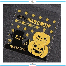IM300 ラッピング OPP袋 テープ付 20枚 ハロウィン デザイン カボチャ プレゼント ギフト 小分け クリア 1枚目の画像