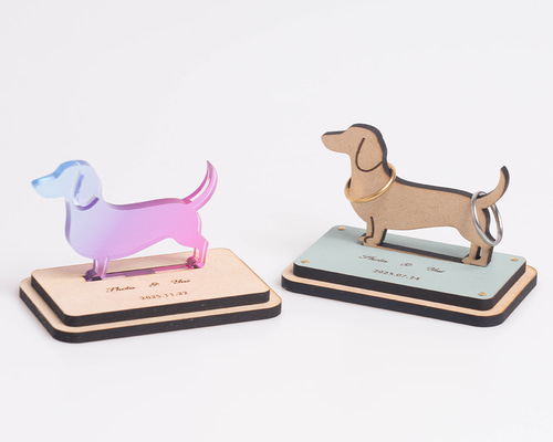 ミニチュアダックスフンドのリングピロー 名入れ・記念日刻印 リング