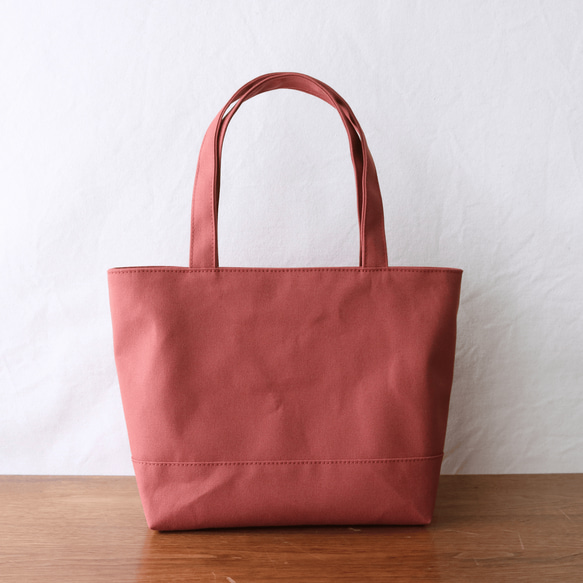 レンガ　倉敷産帆布使用トートM持ち手長め【受注製作】 3枚目の画像
