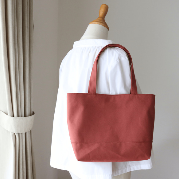 レンガ　倉敷産帆布使用トートM持ち手長め【受注製作】 1枚目の画像