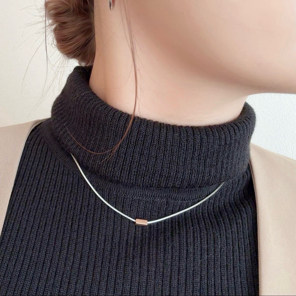 \秋冬映え/ ゴールドバーネックレス×3連フープピアス,イヤリング/サージカルステンレス　ご褒美　ギフト　秋 10枚目の画像