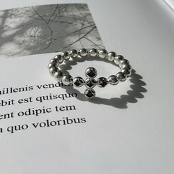 [新作]クロスモチーフ➕ブラックオニキスリングR4407 1枚目の画像