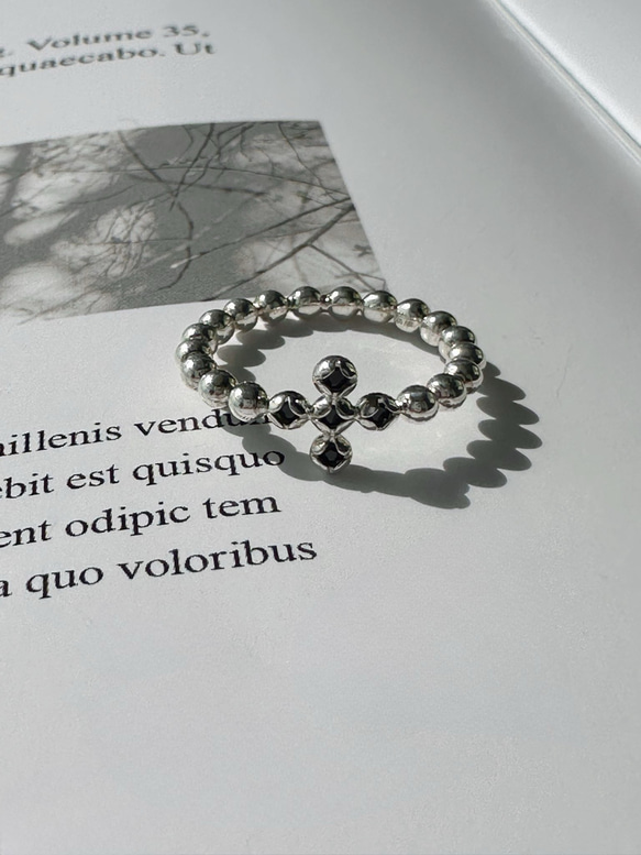 [新作]クロスモチーフ➕ブラックオニキスリングR4407 1枚目の画像