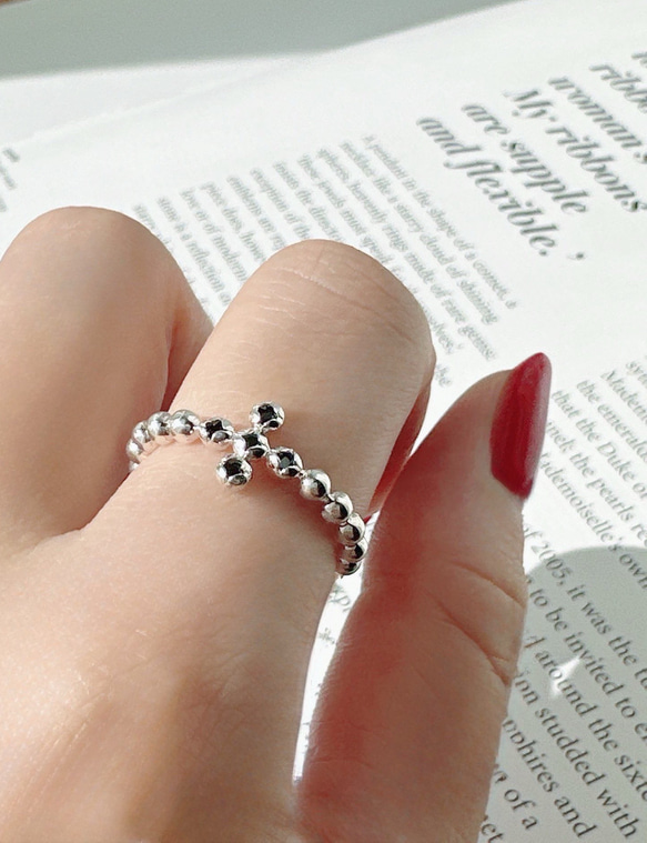 [新作]クロスモチーフ➕ブラックオニキスリングR4407 6枚目の画像