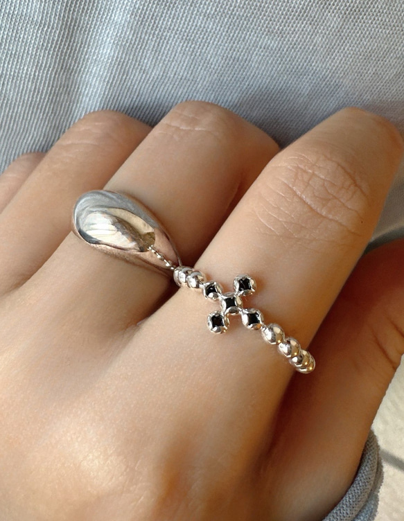 [新作]クロスモチーフ➕ブラックオニキスリングR4407 12枚目の画像