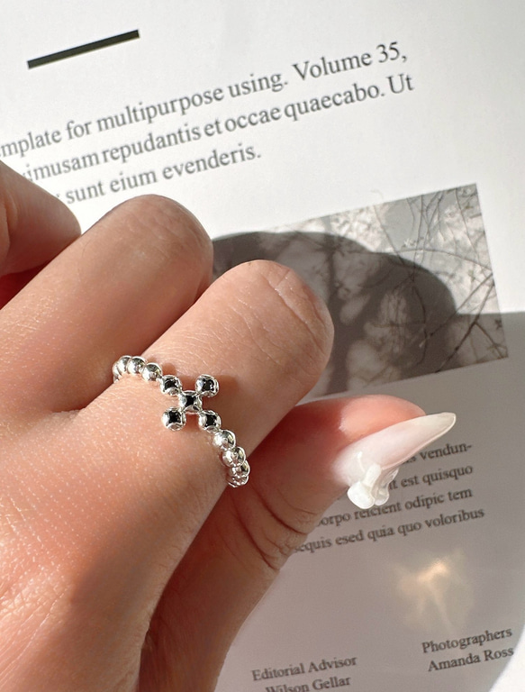 [新作]クロスモチーフ➕ブラックオニキスリングR4407 2枚目の画像