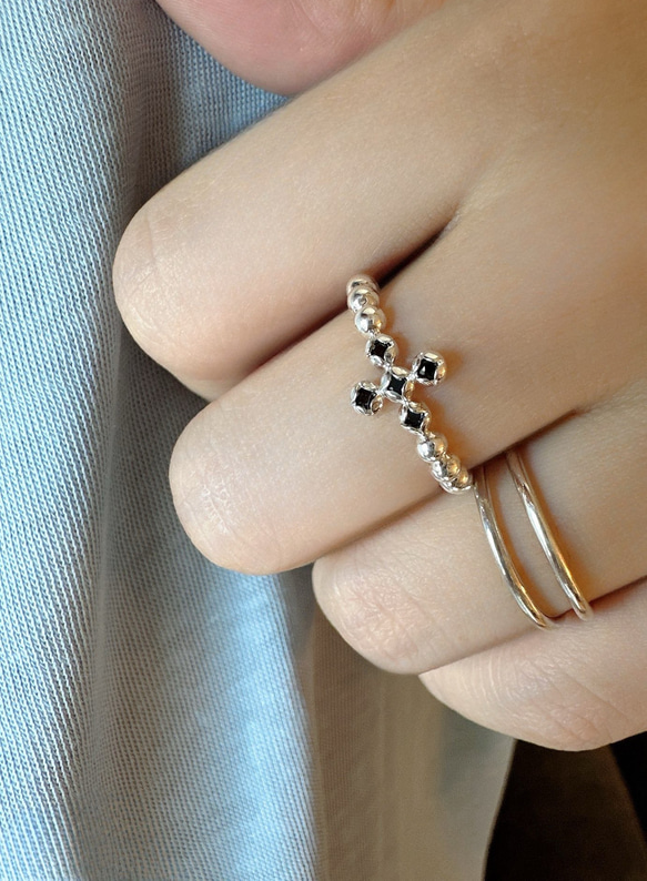 [新作]クロスモチーフ➕ブラックオニキスリングR4407 16枚目の画像