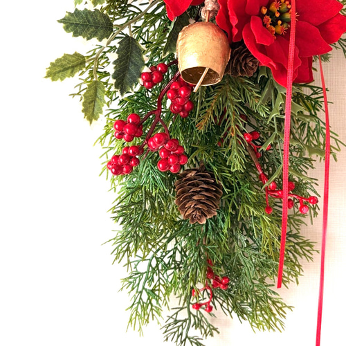 Creema限定】ベルベットポインセチアのクリスマススワッグ アーティ