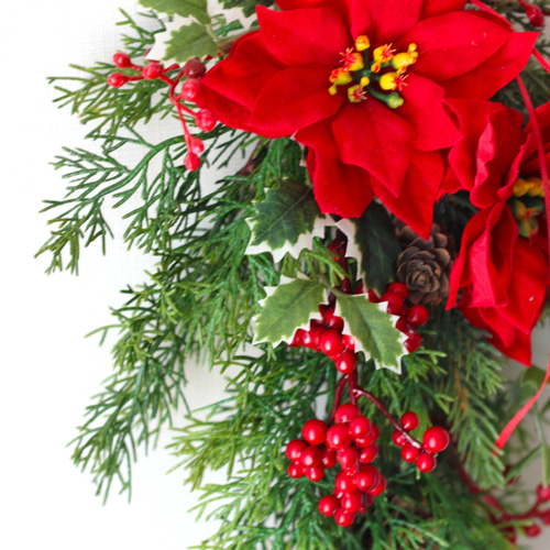 Creema限定【Creema限定】ベルベットポインセチアのクリスマススワッグ