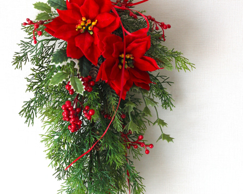 Creema限定】ベルベットポインセチアのクリスマススワッグ アーティ